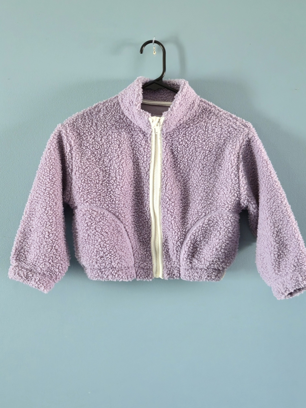 Lilac Plush Zip-Up Cropped Jacket (Sm 6)
